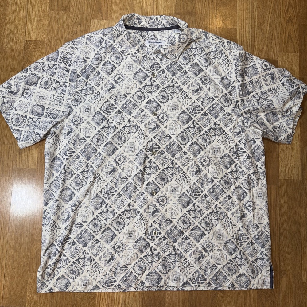 Tommy Bahama Island Zone Men's 2X Silk Blend Button Up Shirt Camp Lagenlook